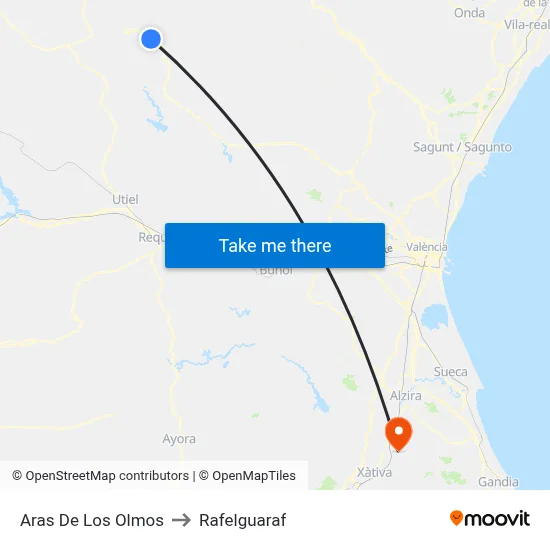 Aras De Los Olmos to Rafelguaraf map