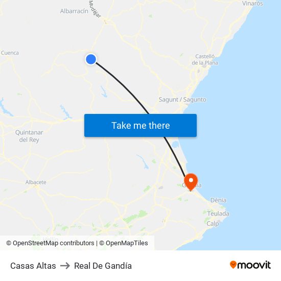Casas Altas to Real De Gandía map