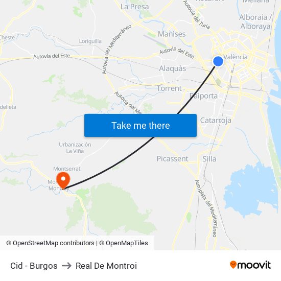 Cid - Burgos to Real De Montroi map