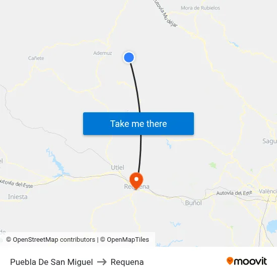 Puebla De San Miguel to Requena map
