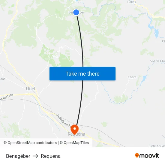 Benagéber to Requena map