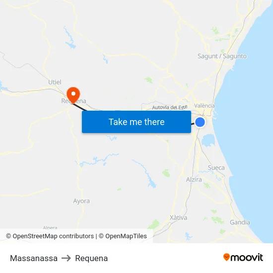 Massanassa to Requena map