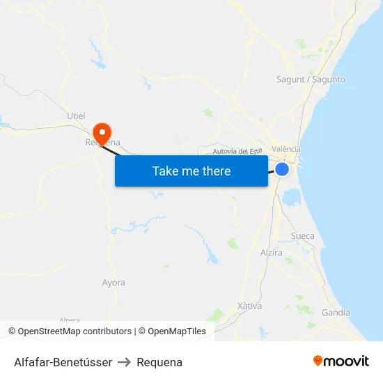 Alfafar-Benetússer to Requena map