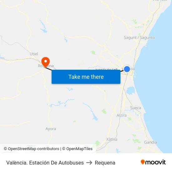 València. Estación De Autobuses to Requena map