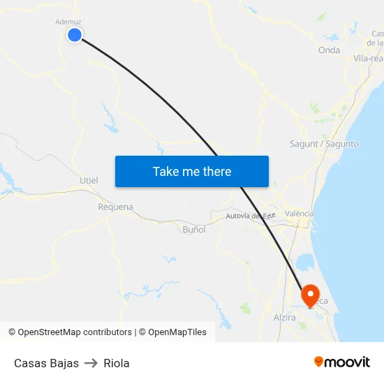 Casas Bajas to Riola map