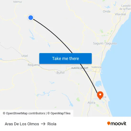 Aras De Los Olmos to Riola map