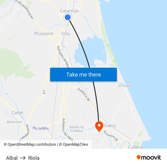 Albal to Riola map