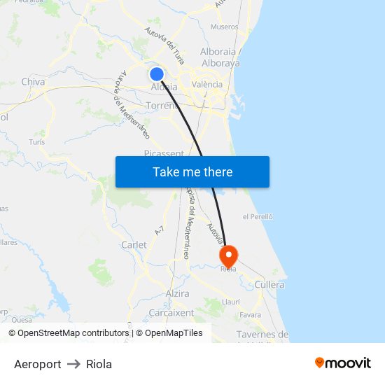 Aeroport to Riola map
