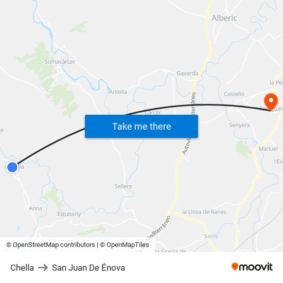 Chella to San Juan De Énova map