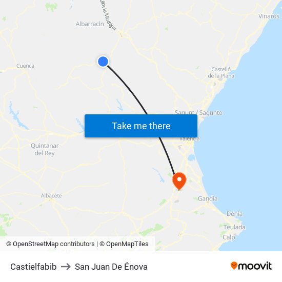 Castielfabib to San Juan De Énova map