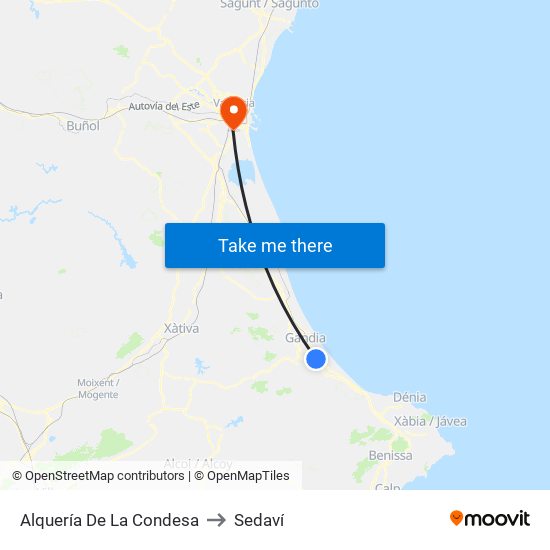 Alquería De La Condesa to Sedaví map