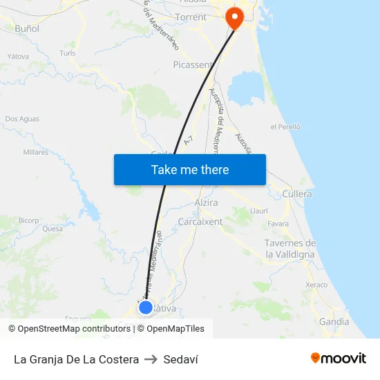 La Granja De La Costera to Sedaví map