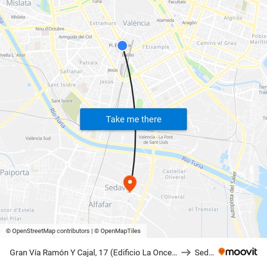 Gran Vía Ramón Y Cajal, 17 (Edificio La Once) [València] to Sedaví map