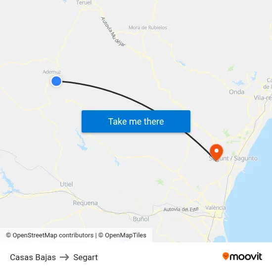 Casas Bajas to Segart map