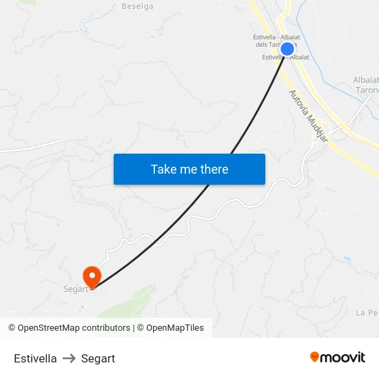 Estivella to Segart map