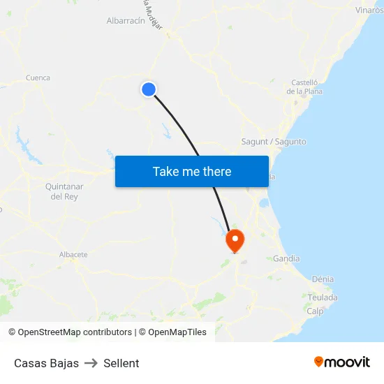 Casas Bajas to Sellent map