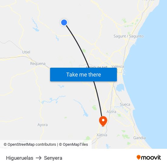 Higueruelas to Senyera map