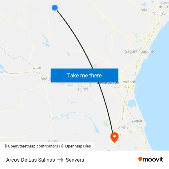 Arcos De Las Salinas to Senyera map