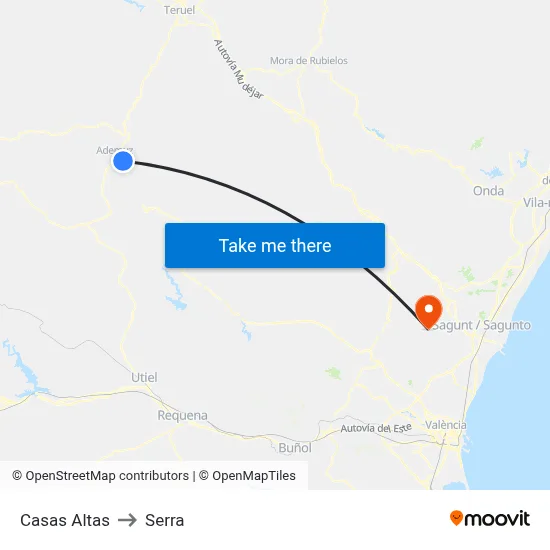 Casas Altas to Serra map