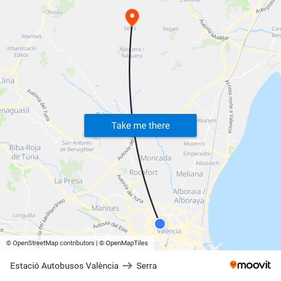 Estació Autobusos València to Serra map