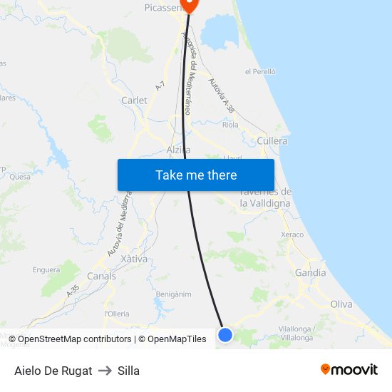 Aielo De Rugat to Silla map