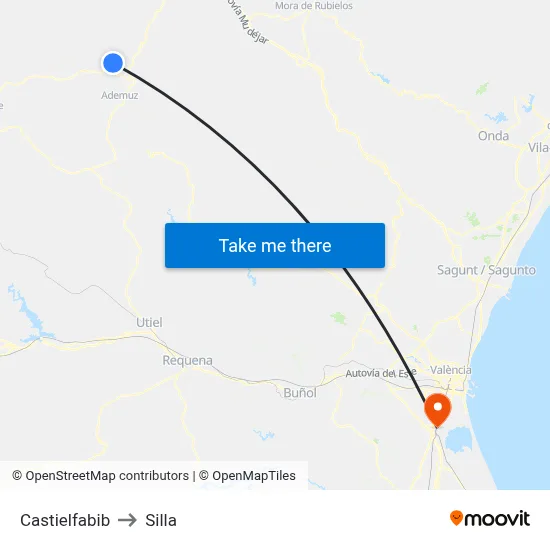 Castielfabib to Silla map