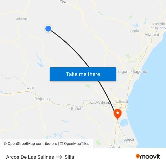 Arcos De Las Salinas to Silla map