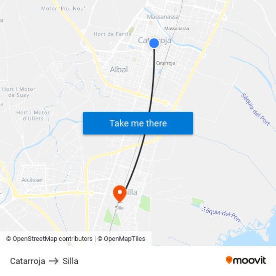 Catarroja to Silla map