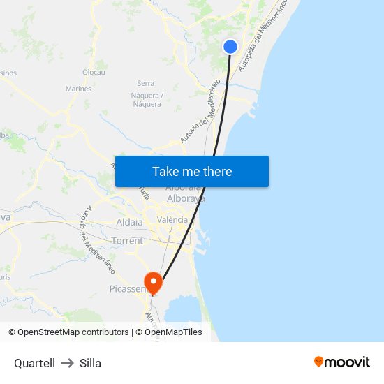 Quartell to Silla map