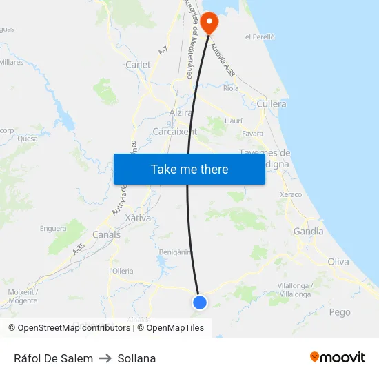 Ráfol De Salem to Sollana map