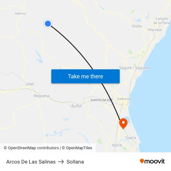 Arcos De Las Salinas to Sollana map