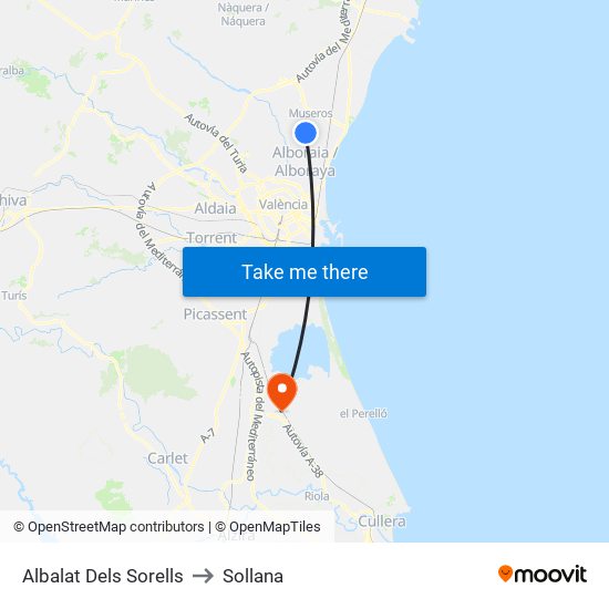 Albalat Dels Sorells to Sollana map