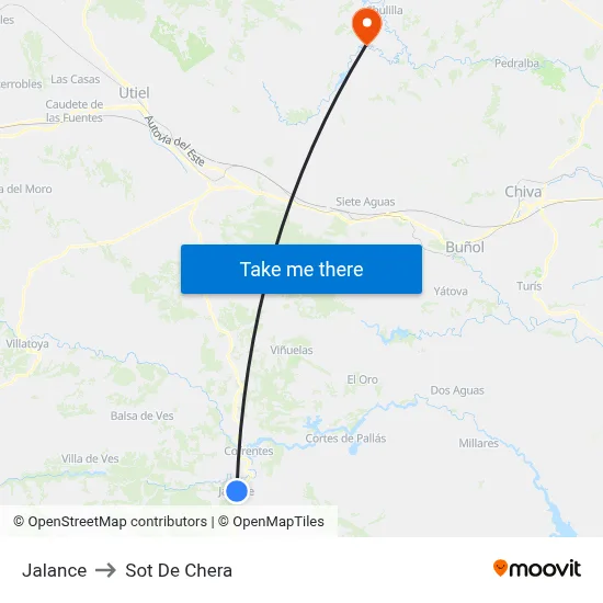 Jalance to Sot De Chera map