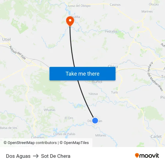 Dos Aguas to Sot De Chera map