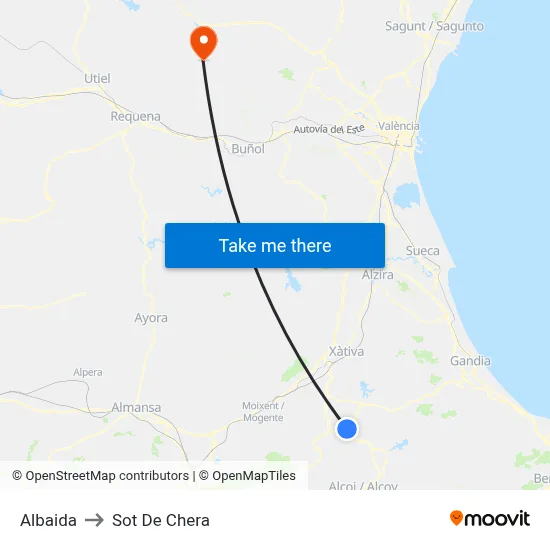 Albaida to Sot De Chera map