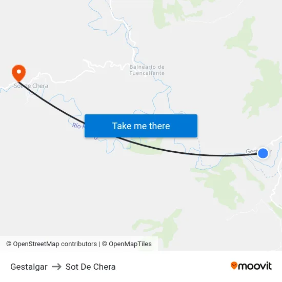 Gestalgar to Sot De Chera map