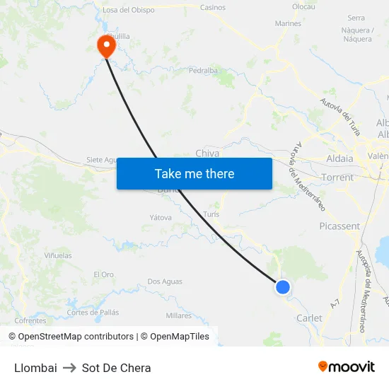 Llombai to Sot De Chera map