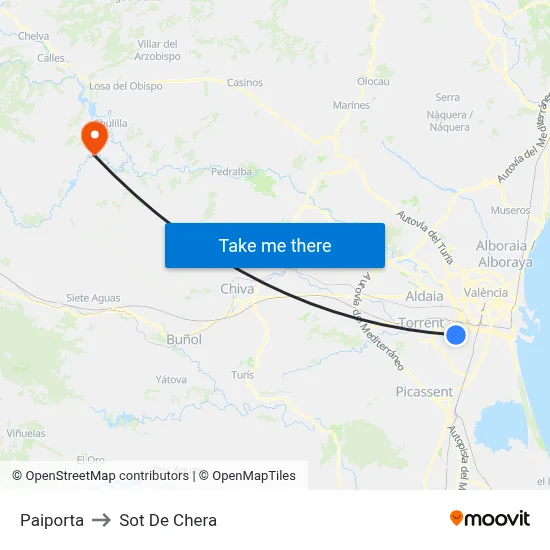 Paiporta to Sot De Chera map