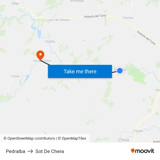 Pedralba to Sot De Chera map