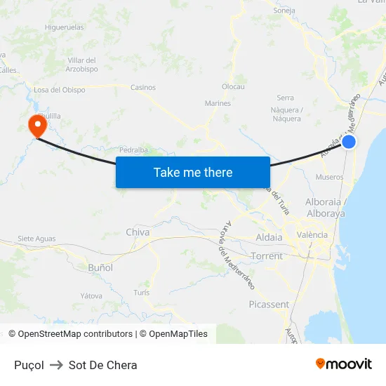 Puçol to Sot De Chera map