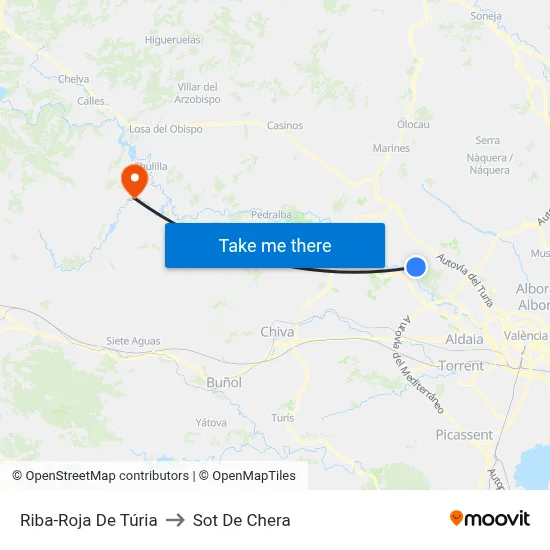 Riba-Roja De Túria to Sot De Chera map