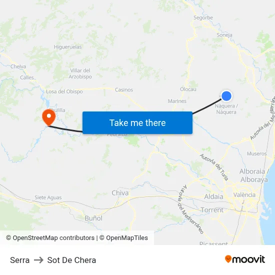 Serra to Sot De Chera map