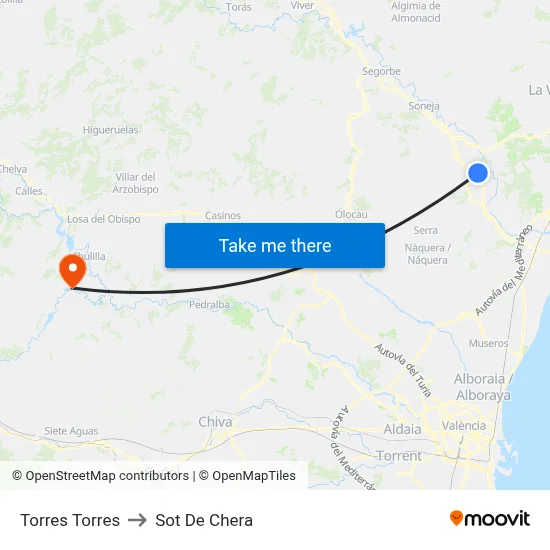 Torres Torres to Sot De Chera map