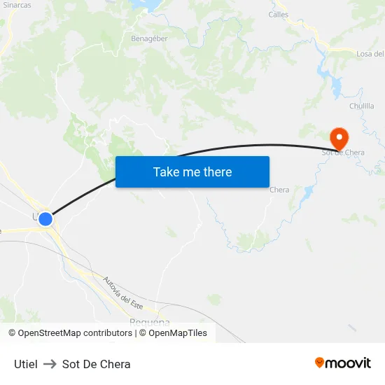 Utiel to Sot De Chera map