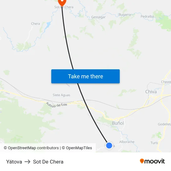 Yátova to Sot De Chera map