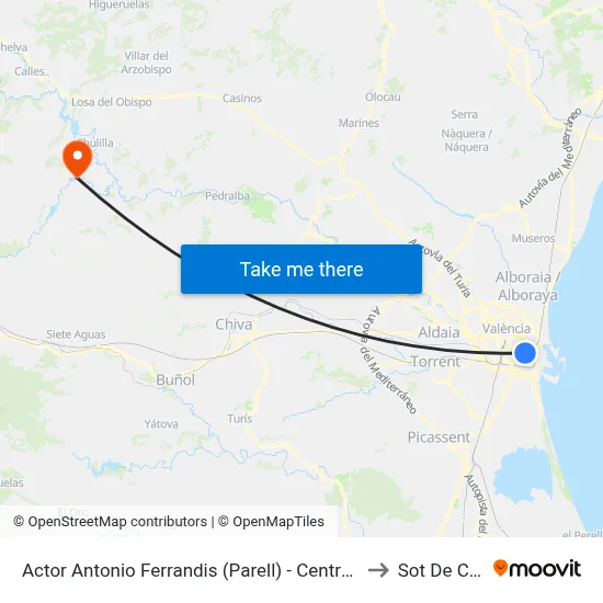 Actor Antonio Ferrandis (Parell) - Centre Comercial to Sot De Chera map