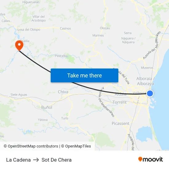 La Cadena to Sot De Chera map