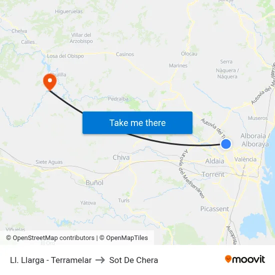 Ll. Llarga - Terramelar to Sot De Chera map