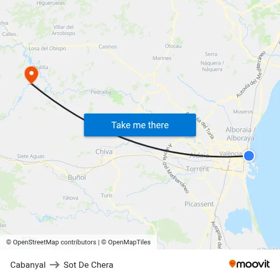 Cabanyal to Sot De Chera map