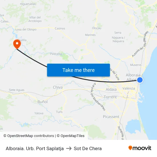 Alboraia. Urb. Port Saplatja to Sot De Chera map